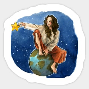 Wondering through the NightSky Watercolour Sticker